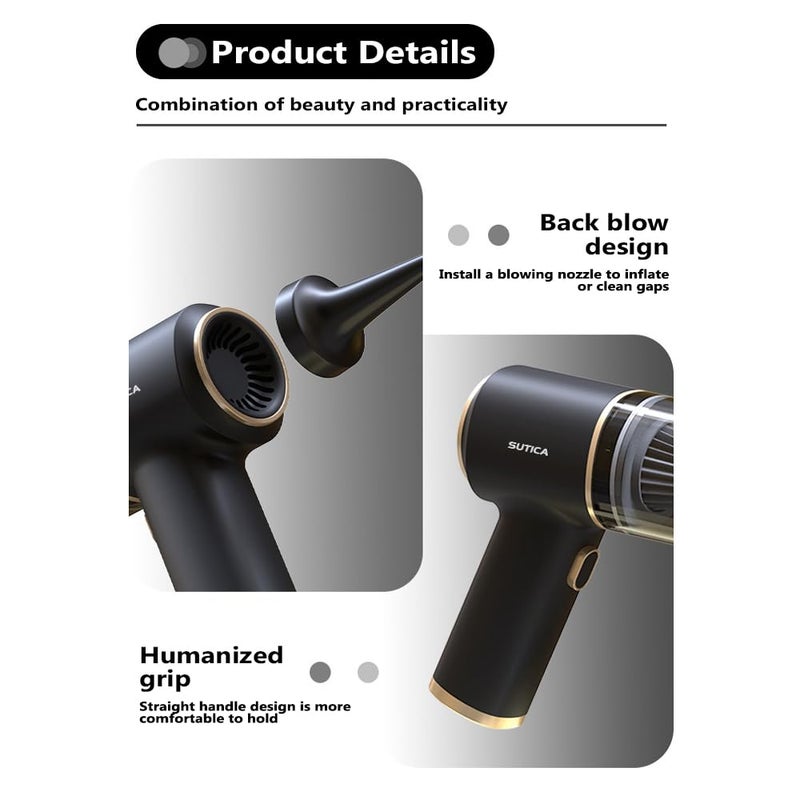 SYGA Handheld Wireless Car Vacuum Cleaner FourinOne Vacuum Blower Vacuum Rechargeable Swimming Ring Car Home DualPurpose Dust CollectorMatte Black - Image 4
