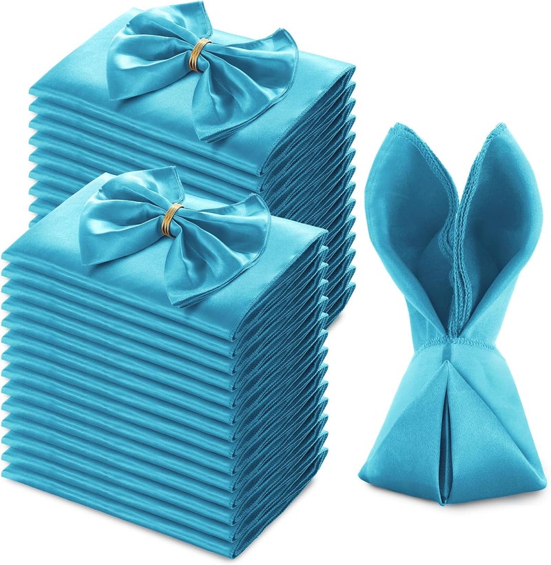 MILVOWOC 72 Pack Square Teal Satin Napkins 20 x 20 Inch Soft Silk Dinner Napkins Smooth Decorative Table Napkins Washable  Reusable Cloth Napkins for Weddings Dinner Restaurant Party Decoration - Image 1