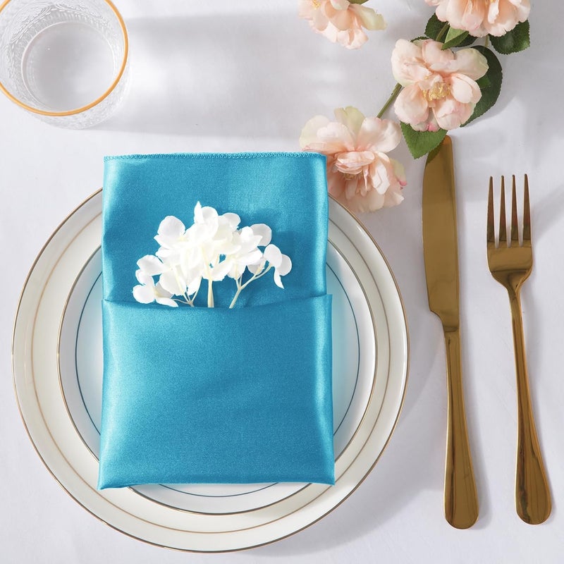 MILVOWOC 72 Pack Square Teal Satin Napkins 20 x 20 Inch Soft Silk Dinner Napkins Smooth Decorative Table Napkins Washable  Reusable Cloth Napkins for Weddings Dinner Restaurant Party Decoration - Image 3