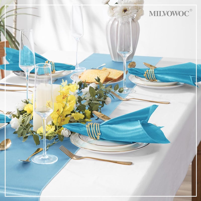 MILVOWOC 72 Pack Square Teal Satin Napkins 20 x 20 Inch Soft Silk Dinner Napkins Smooth Decorative Table Napkins Washable  Reusable Cloth Napkins for Weddings Dinner Restaurant Party Decoration - Image 2