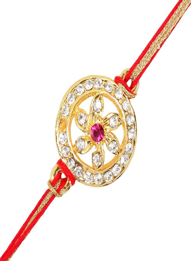 RELBEES Elegant Kundan Rakhi with Roli Chawal/Combo of 3/Rakhi For Brother/Rakhi Set/Gold Plated Rakhi For Brother/Bhaiya/Men/Boys - Image 2