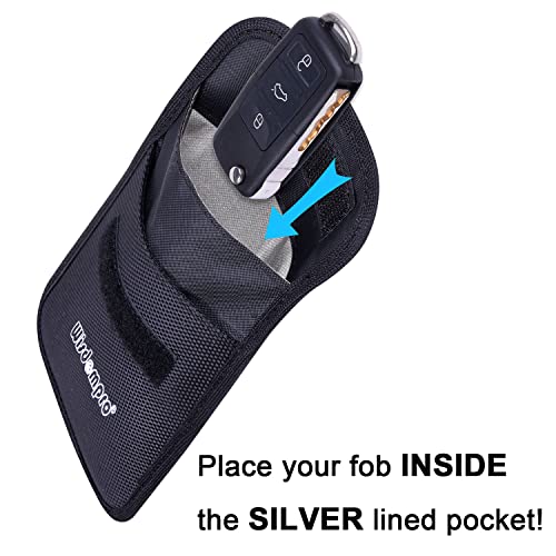 Wisdompro Faraday Bag for Key FOB (2 Pack), WP5696 RFID Key FOB Protector RF Car Signal Blocking Faraday Cage Protector with keyclip, Anti-Theft Pouch, Anti-Hacking Case Blocker - Black - Image 3