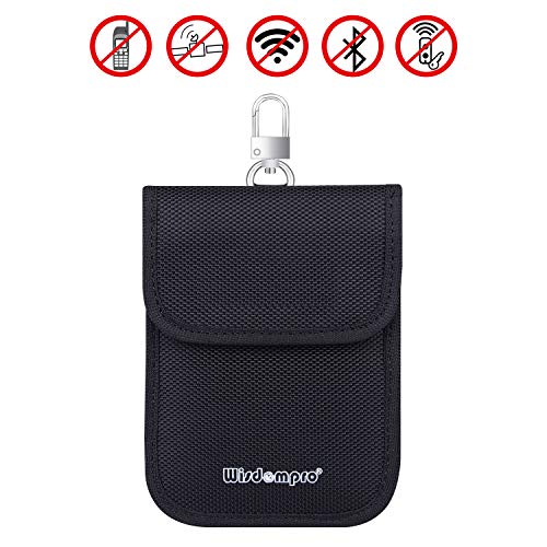 Wisdompro Faraday Bag for Key FOB (2 Pack), WP5696 RFID Key FOB Protector RF Car Signal Blocking Faraday Cage Protector with keyclip, Anti-Theft Pouch, Anti-Hacking Case Blocker - Black - Image 2