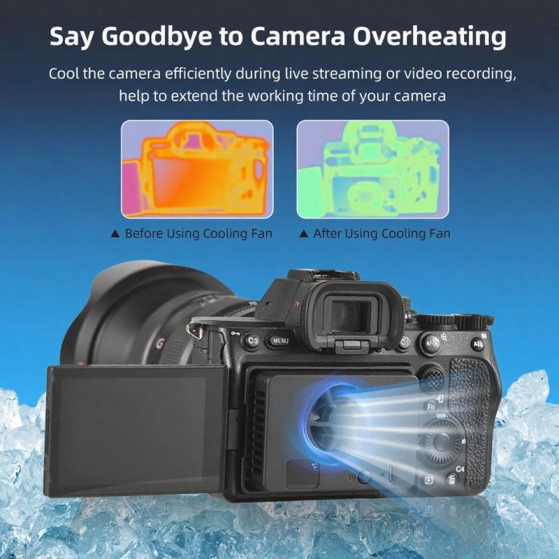 Camera Cooling Fan: Black External Cooling Device - Smart Temperature Control, Low Noise Operation Type C Powered Fan for Live Streaming, Video Recording and Multiple Camera Models - Image 5