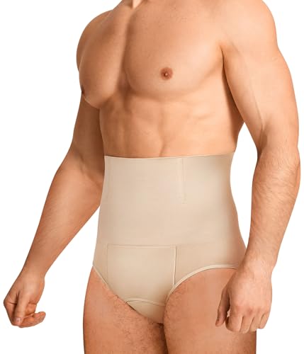 TAILONG Men Shapewear Tummy Control Shorts Slimming Body Shaper Compression Underwear Belly Girdle Briefs Boxer Beige,Medium - Image 1