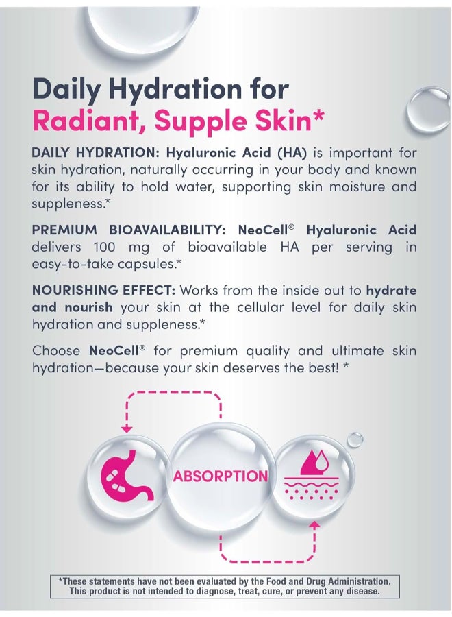 NEOCELL Hyaluronic Acid for Skin Hydration - 60 Capsules - Image 5