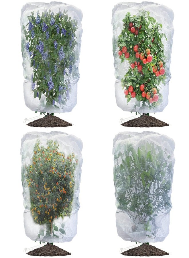 Evoio 4 Pack Garden Plant Fruits Blueberry Bushes Protection Netting Covers Bags with Drawstring, 4 Ft x 4.6 Ft Protective Cover Garden Plant Netting Barrier Bags for Vegetables Fruits Tree Shrubs Bush - Image 1