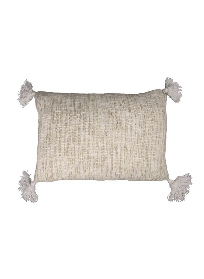 N & H Jute and Cotton 14" X 20" Rectangle Textured Design Pillow with Tassel for Decor Couch Sofa Bedroom Living Room Farmhouse Indoor Outdoor (Beige)  - Image 3