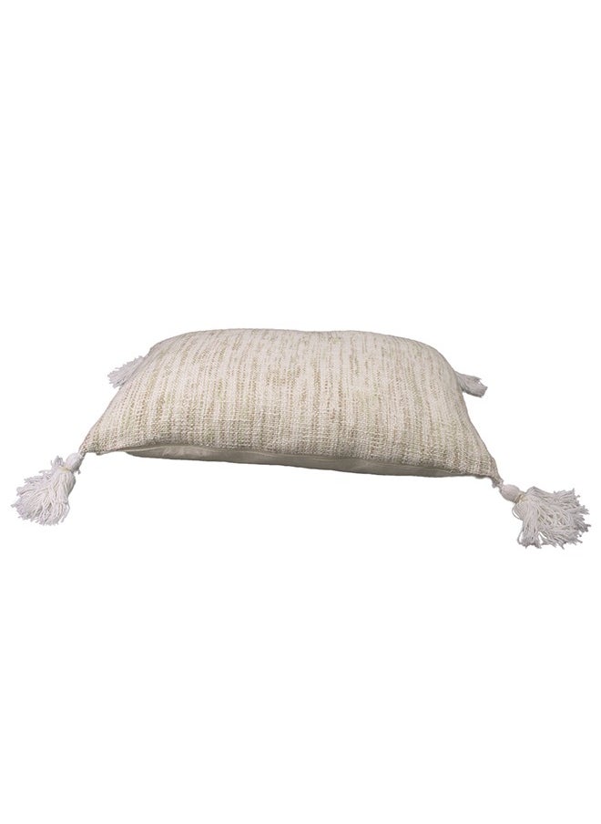 N & H Jute and Cotton 14" X 20" Rectangle Textured Design Pillow with Tassel for Decor Couch Sofa Bedroom Living Room Farmhouse Indoor Outdoor (Beige)  - Image 4