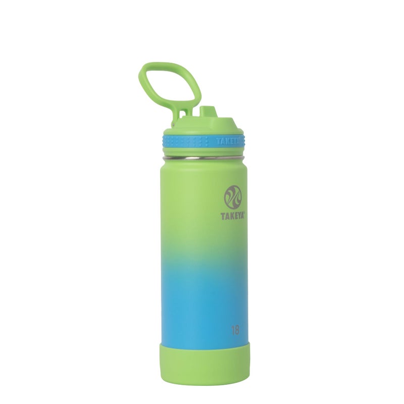 Takeya Actives Water Bottle with Straw Lid Durable EasyCare Water Bottle with Stainless Steel Insulation BPAFree Lid with Carry Handle Straw DishwasherSafe 18 oz Ombre Excitement