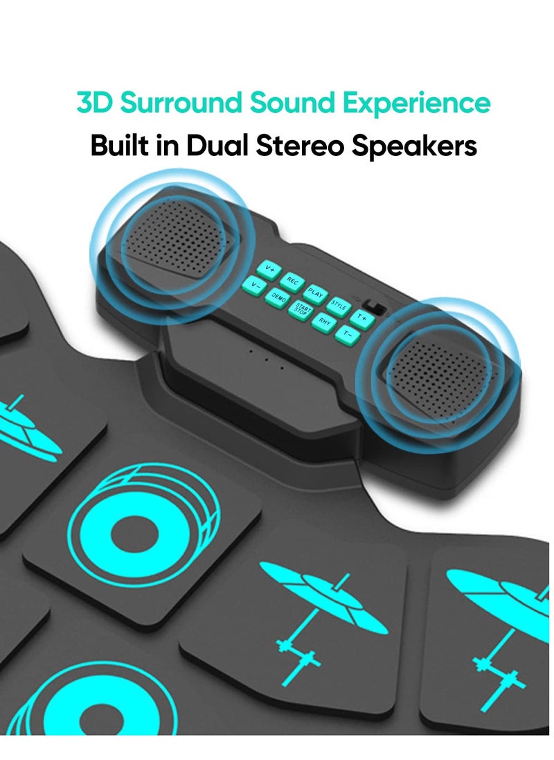 Electronic Drum Sets Portable 9 Pads Electronic Drum Set with USB MIDI Connectivity and Drum Sticks Foot Pedals Built in Stereo Dual Speakers for Beginner or Kid's New Years and Birthday Gift  - Image 4