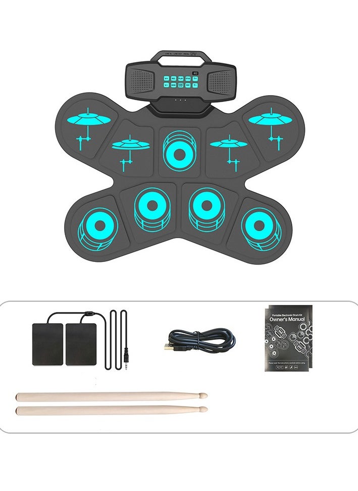 Electronic Drum Sets Portable 9 Pads Electronic Drum Set with USB MIDI Connectivity and Drum Sticks Foot Pedals Built in Stereo Dual Speakers for Beginner or Kid's New Years and Birthday Gift  - Image 2