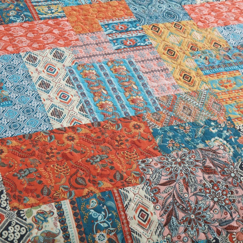 ENASAL Cotton Bedspread Quilt Bedding Sets Reversible Coverlet Comforters Vintage Bohemian Patchwork Pattern Bedspread for All Season, King Size - Image 4