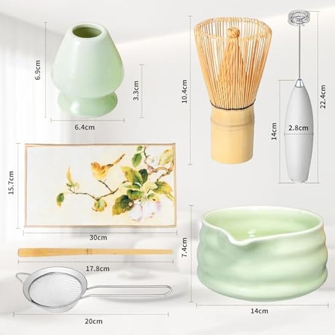 Exrp Matcha Whisk Set And Bowl Matcha Making Kit Whisk Bowl With Spout Sifter Ceramic Whisk Holder Spoon Japanese Tea Powder Starter Tools For Ceremony Gift7 Pack - Image 2