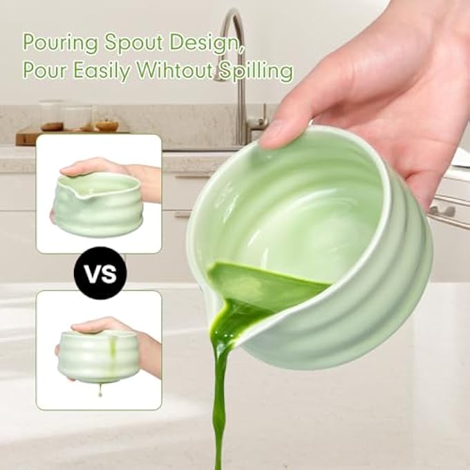 Exrp Matcha Whisk Set And Bowl Matcha Making Kit Whisk Bowl With Spout Sifter Ceramic Whisk Holder Spoon Japanese Tea Powder Starter Tools For Ceremony Gift7 Pack - Image 3