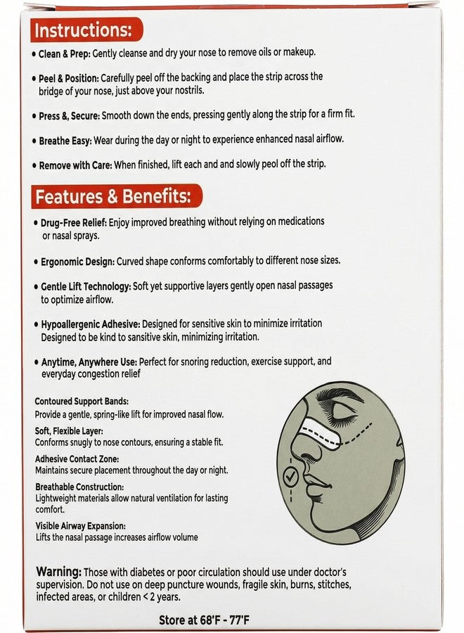 Safeton Nasal Strips, Extra Strength Clear Nose Strips, Drug-Free Nasal Congestion Relief for Better Breathing, Help Relieve Snoring, Caused by Colds & Allergies, Deviated Septum, 60ct - Image 5