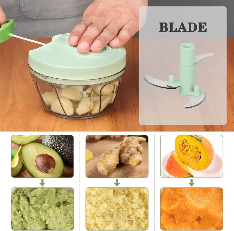 Cambom Manual Food Chopper Hand Chopper, Hand Pull String Vegetable Chopper Onions Chopper, Durable BPA free food safe material (2 Cup-Green) - Image 5