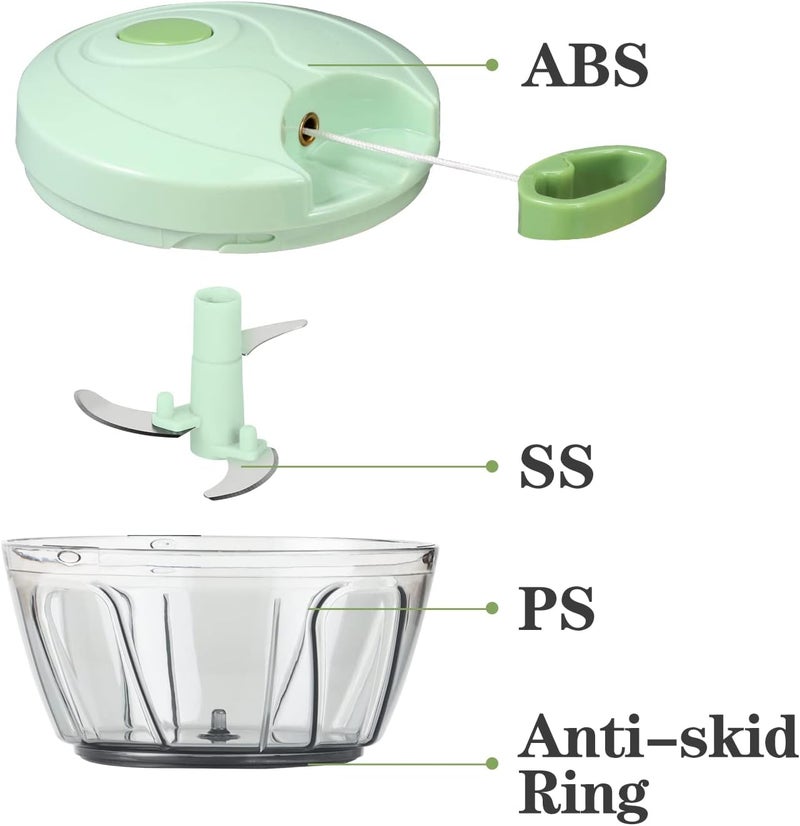 Cambom Manual Food Chopper Hand Chopper, Hand Pull String Vegetable Chopper Onions Chopper, Durable BPA free food safe material (2 Cup-Green) - Image 4