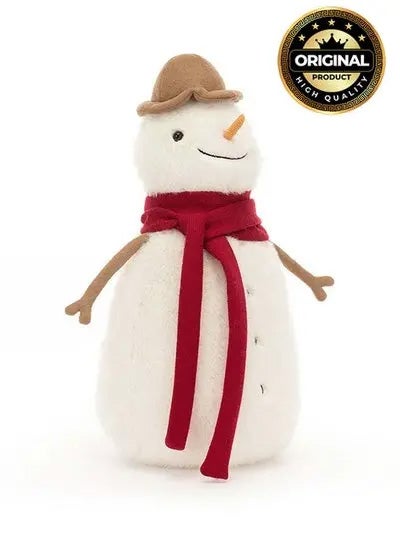 Jellycat جيسي رجل الثلج – رجل ثلج محشو طويل بوشاح أحمر وأنف جزر – 30 سم لعبة شتوية لتزيين عيد الميلاد، للأطفال وجامعي التحف - Image 1