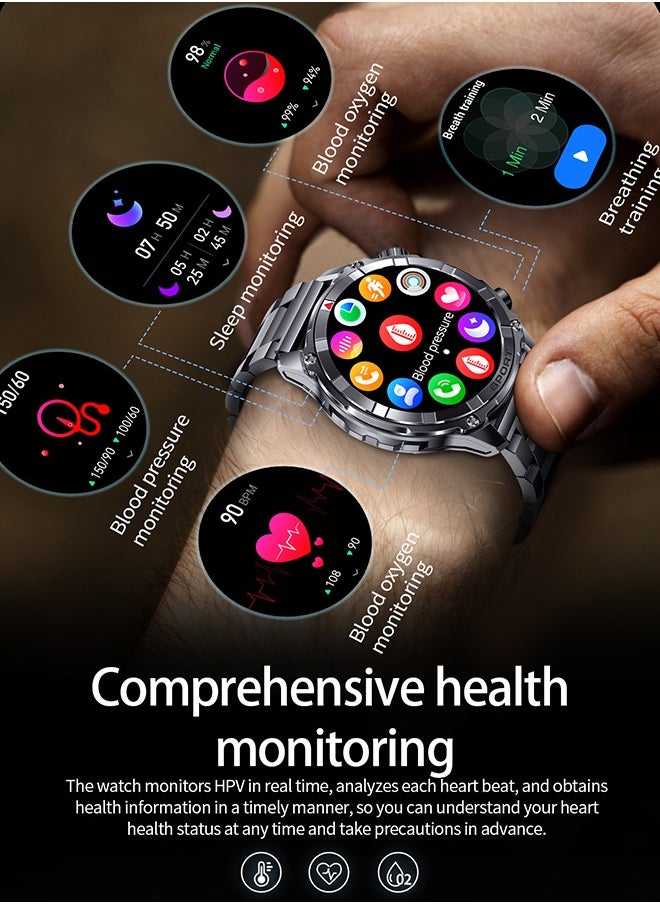 RollsTimi  - Smart Watches for Men with Bluetooth Call, 1.52" HD Screen Waterproof smartwatch with Flashlight, 100+ Sport Modes, 500mAh Heart Rate/Sleep Monitor Fitness Tracker for iOS Android - Image 1