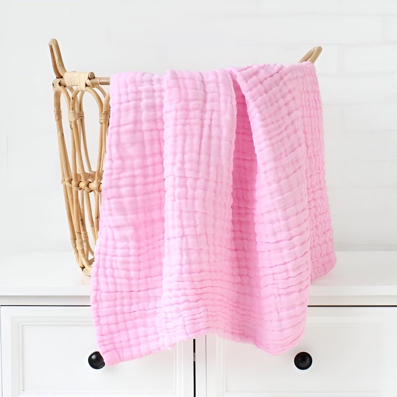 Just Goods Organic 100% Cotton Muslin Baby Bath Towel - Super Absorbent, Extra Soft, Eco-Friendly, Multi-Use for Newborns, Infants, Kids Boys & Girls | Combo Pack of 2, Pink + Green Towel - Image 3