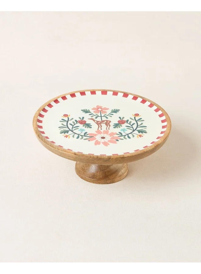 Chumbak Hangul Wooden Cake Stand, 10" dia | Kashmir Trails