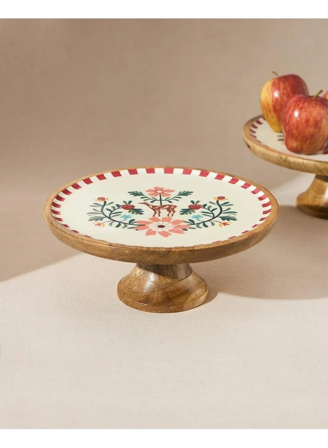 Chumbak Hangul Wooden Cake Stand, 10" dia | Kashmir Trails