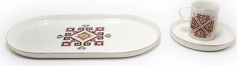 بورلاند Arabesque Plate and Coffee Cup Presentation Set