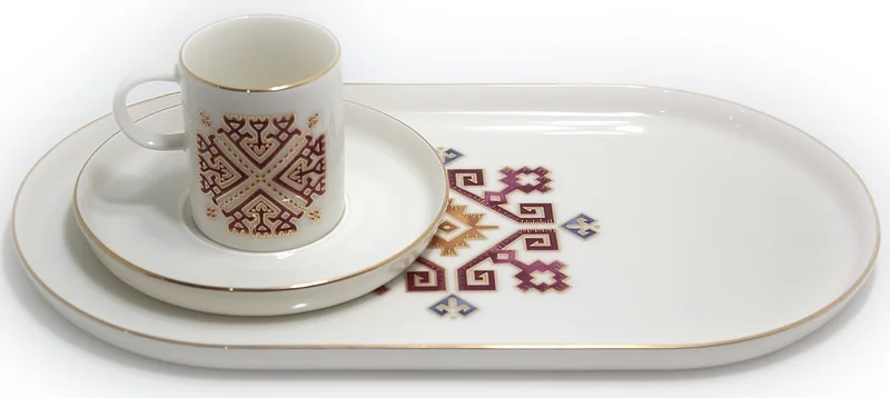 بورلاند Arabesque Plate and Coffee Cup Presentation Set