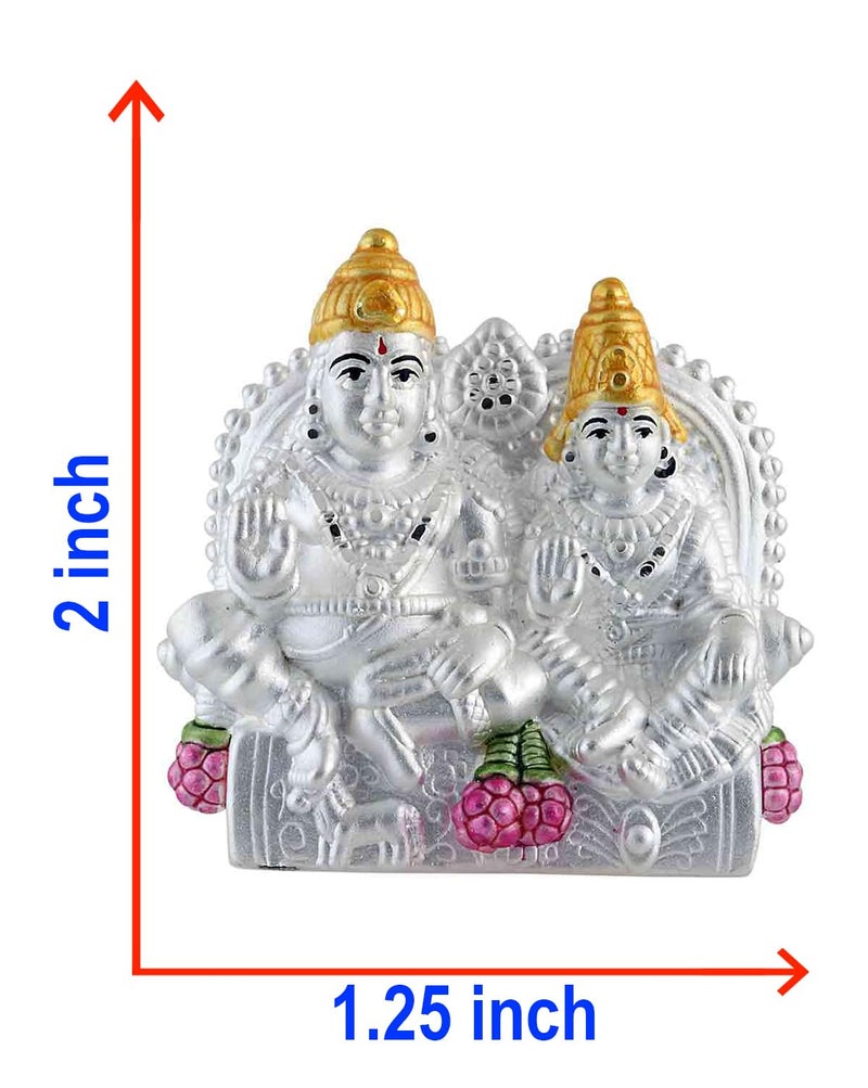 PRD CARATCAFE Kuber Laxmi Idol Pure Silver 990 Statue, 13 to 17 GMS Colourful Lakshmi Kuber Murti for Pooja - Image 4
