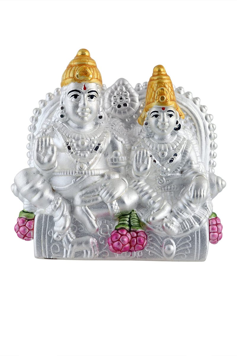 PRD CARATCAFE Kuber Laxmi Idol Pure Silver 990 Statue, 13 to 17 GMS Colourful Lakshmi Kuber Murti for Pooja - Image 5