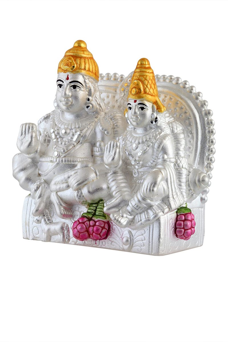 PRD CARATCAFE Kuber Laxmi Idol Pure Silver 990 Statue, 13 to 17 GMS Colourful Lakshmi Kuber Murti for Pooja - Image 3