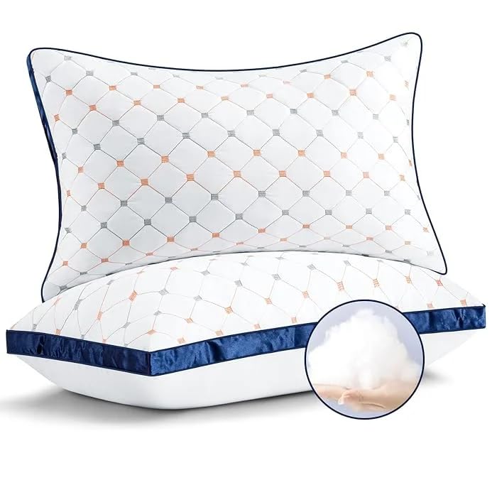 BETTER HOMES FURNISHING Luxury Hotel Bed Pillow King Size - Ultra Soft Quilted Microfiber Cushion, Hypoallergenic, Breathable & Durable, Elegant Embroidered Design (Pack of 1) - Image 1