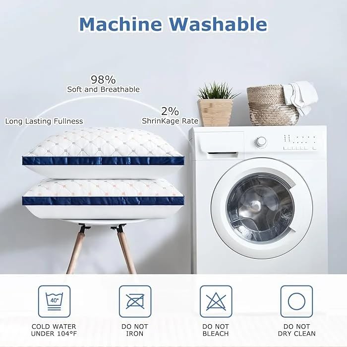 BETTER HOMES FURNISHING Luxury Hotel Bed Pillow King Size - Ultra Soft Quilted Microfiber Cushion, Hypoallergenic, Breathable & Durable, Elegant Embroidered Design (Pack of 1) - Image 4