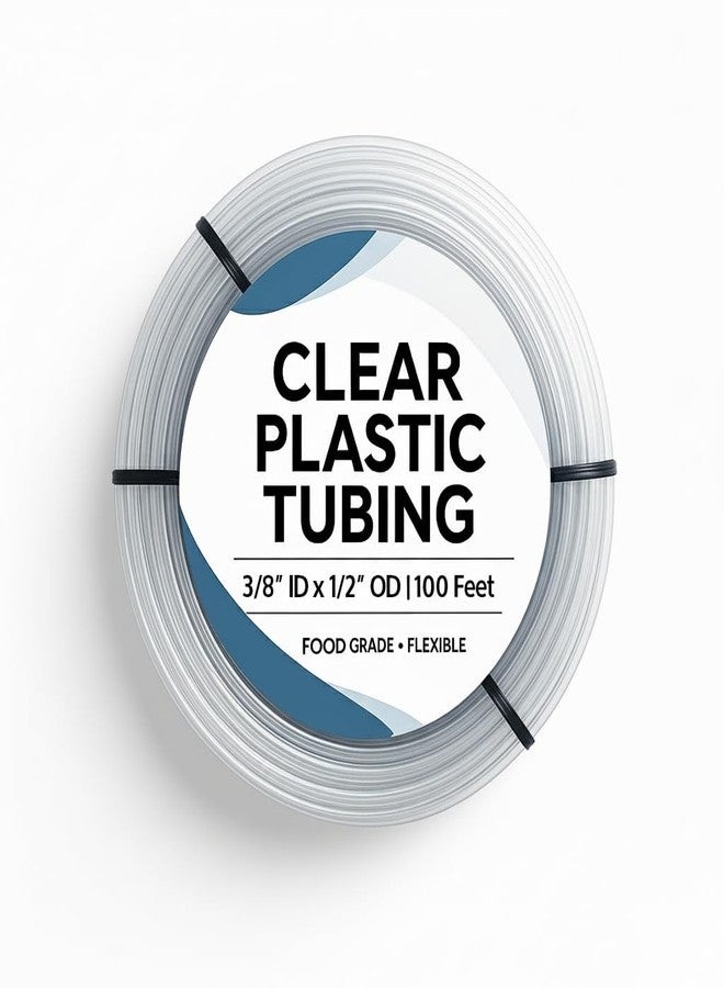 Houseables Clear Tubing, Tubing, Clear Hose, 3/8”ID x 1/2”OD, 100FT, Plastic Tube, Vinyl, Flexible, PVC, Food Grade, Industrial Flex Pipe For Water, Brewing Hose, Beverage Pump, Homebrew, Wine Siphon - Image 1