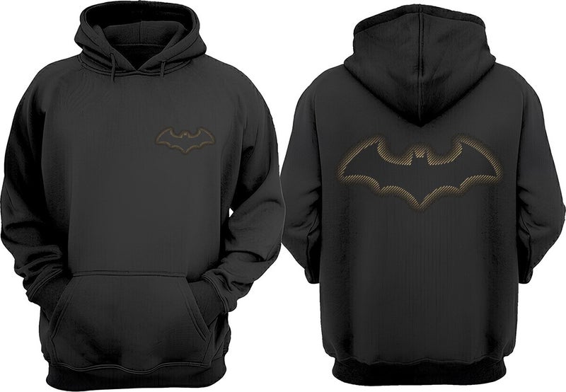 Unisex Batman Bat Design Front Back Printed Regular Fit Black Sweatshirt