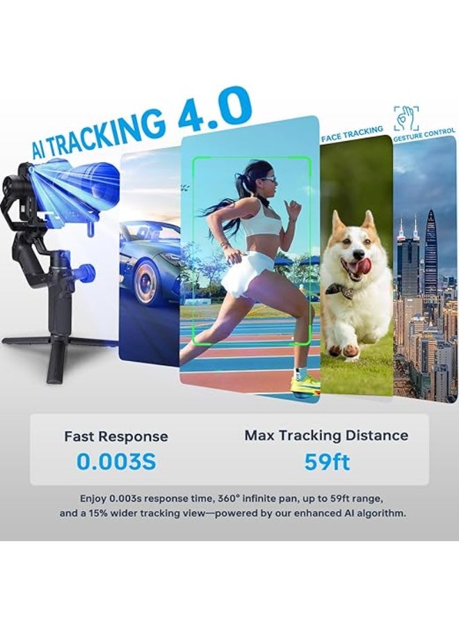 FeiyuTech SCORP Mini-3 PRO All in One 3-Axis Camera Stabilizer,Built-in 4.0 AI Track Handheld Gimbal,Detached Grip Handle with 12m Wireless Control,2KG Payload,1/4"Expansion Port,for Camera and Phone - Image 5