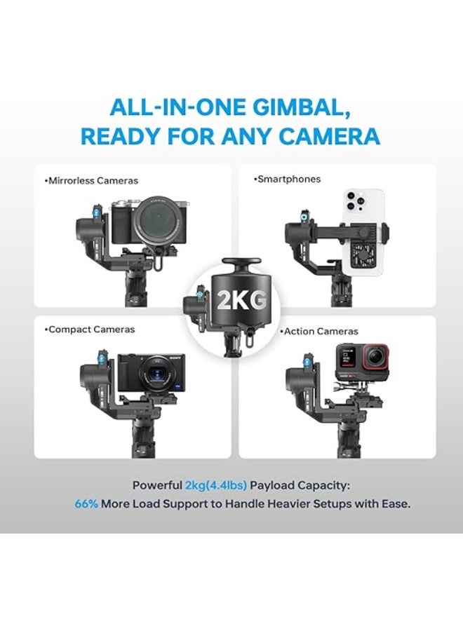 FeiyuTech SCORP Mini-3 PRO All in One 3-Axis Camera Stabilizer,Built-in 4.0 AI Track Handheld Gimbal,Detached Grip Handle with 12m Wireless Control,2KG Payload,1/4"Expansion Port,for Camera and Phone - Image 4