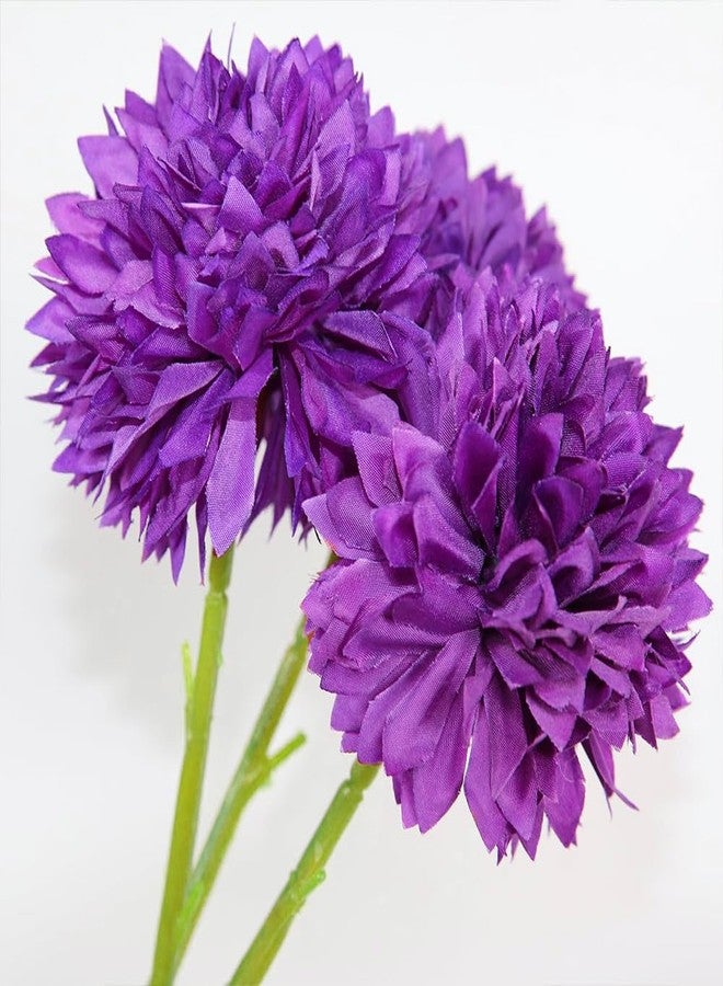 Tinsow 12 Pcs Artificial Flowers Purple Faux Ball Chrysanthemum Bouquet Flowers Wedding Bouquet for Home Garden Party Wedding Decoration - Image 5