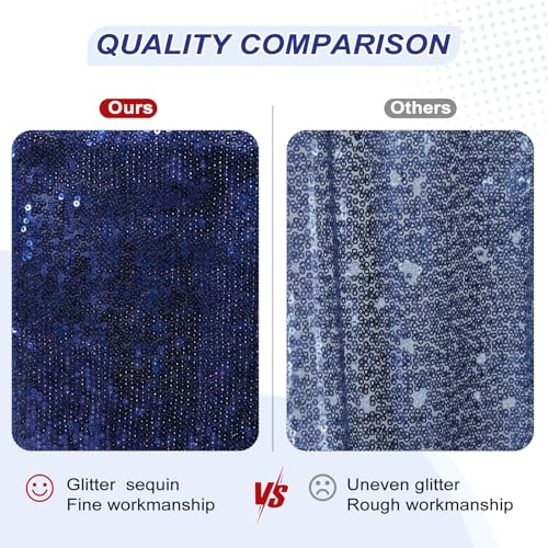 PartyDelight 14ft Navy Blue Sequin Table Skirt for Round/Rectangle/Square Table for Birthday Party Wedding Christmas. - Image 3