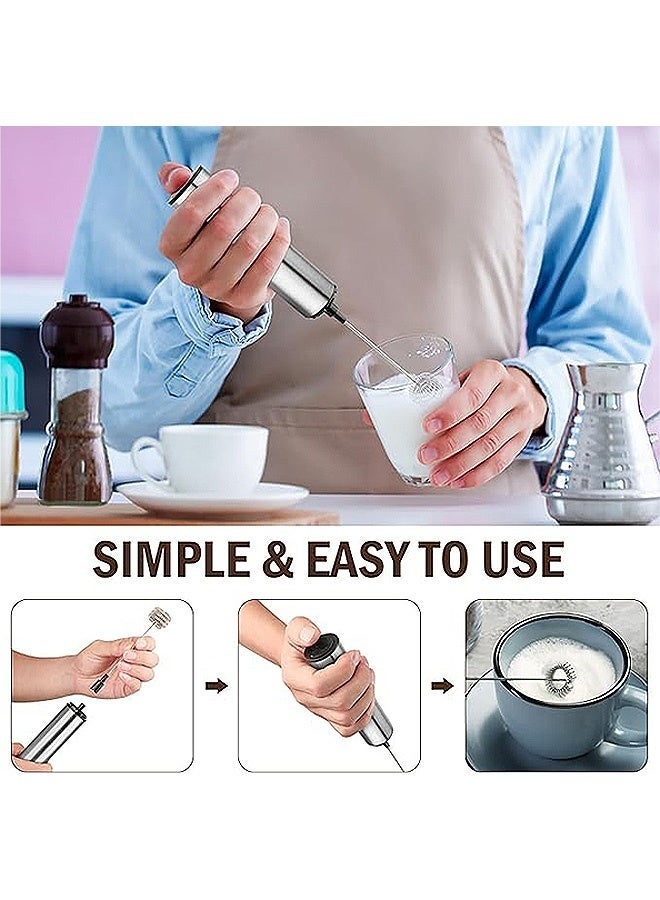 كِينْسُون الخلاط الكهربائي للحليب، الخلاط الصغير القابل لإعادة الشحن مع رؤوس الخلط المزدوجة، إضافة إلى القهوة والشوكولاتة الساخنة والشاي وأدوات المطبخ المنزلية اليدوية المصنوعة من الرغوة السهلة وما إلى ذلك (الفضة) - Image 4