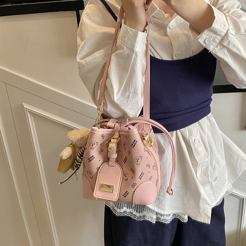 High-End Sense Printed Drawback Bucket Bag Women'S Fashionable Fashionable Shoulder Bag Retro Western Style Crossbody Bag - Image 2
