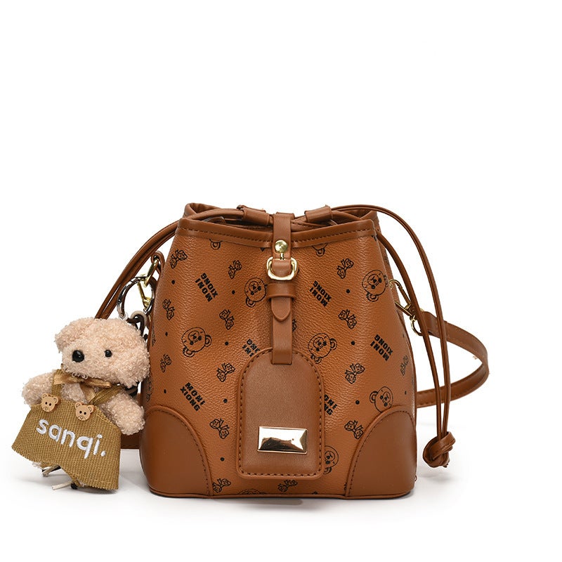 High-End Sense Printed Drawback Bucket Bag Women'S Fashionable Fashionable Shoulder Bag Retro Western Style Crossbody Bag - Image 1