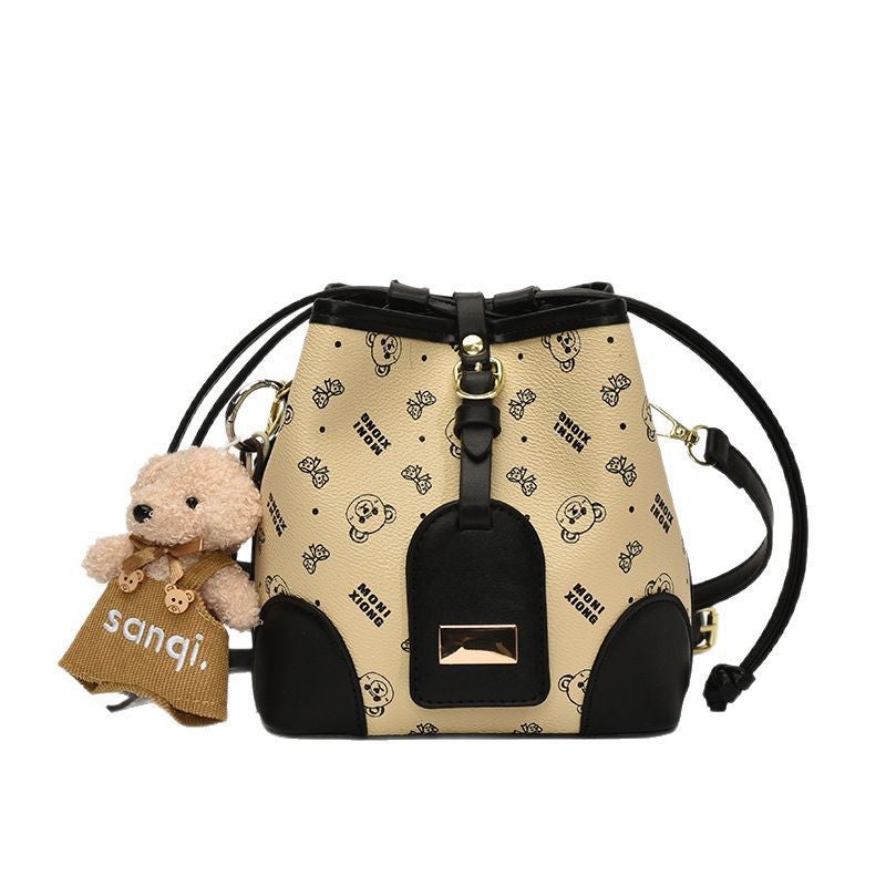 High-End Sense Printed Drawback Bucket Bag Women'S Fashionable Fashionable Shoulder Bag Retro Western Style Crossbody Bag - Image 5
