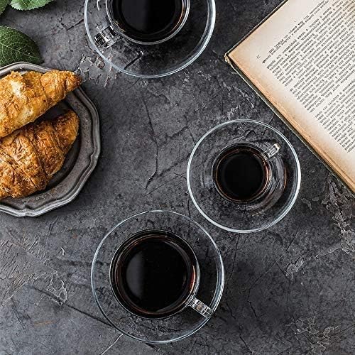 PAPITA PAPITA Crystal Glass Saucer Glass Plate Saucers Safe in Microwave Great for Servicing Cookies Snacks Fruits Coffee and Tea Cup120ML 6PCS  - Image 5