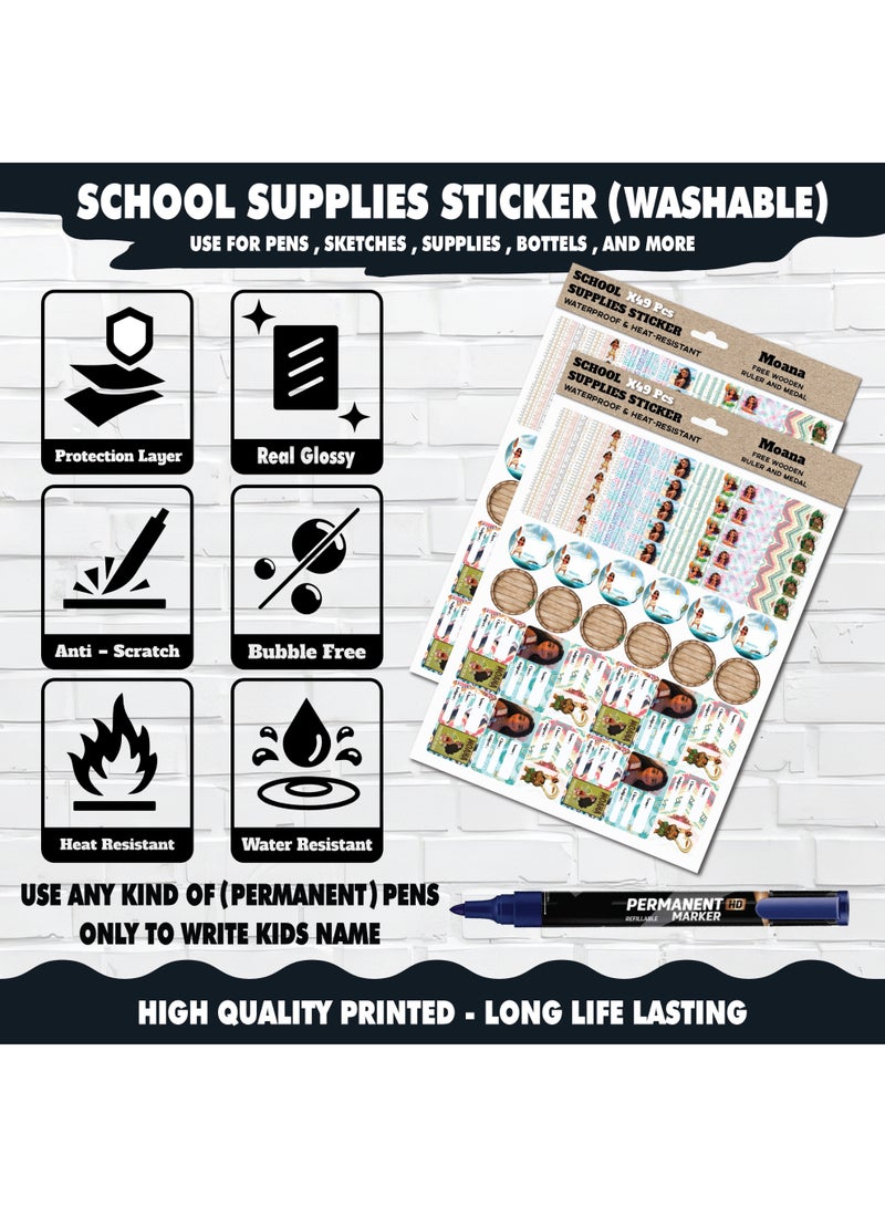 Sticker Set For Kids School Supplies –  49 Pieces Of Their Favorite Cartoon Stickers, Waterproof, For Writing The Child's Name On School Items, Perfect For Labeling Supplies, Notebooks, Pens, Bottles, Boxes, And More – The Perfect Solution To Keep Your Child's Belongings From Getting Lost At School – Washable, Removable, And Leaves No Residue.  - Image 2