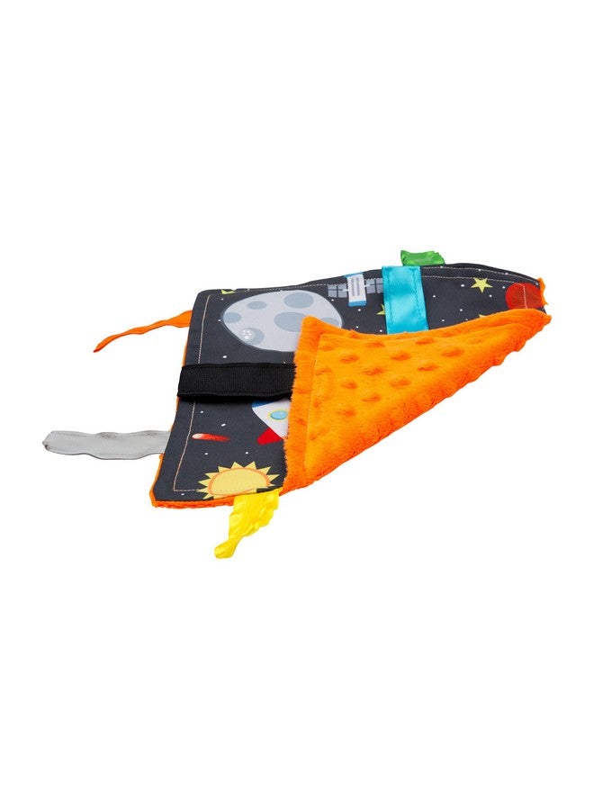 The Learning Lovey Baby Sensory Crinkle & Teething Square Lovey Toy with Closed Ribbon Tags for Increased Stimulation: 8"X8" (Outer Space) - Image 2