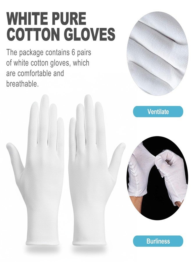 CoguZed 6 Pairs White Cotton Gloves for Jewelry & Art Handling - Thin Non-Latex Inspection Gloves for Coin Collecting, Craft Work - Unisex Size - Image 3