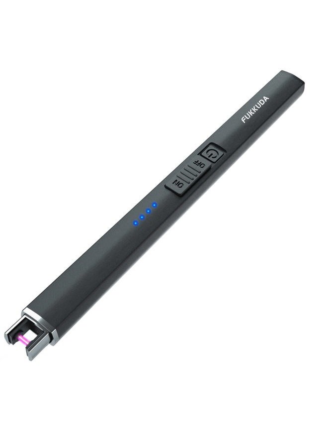 FUKKUDA ولاعة شموع كهربائية بلازما قوسية مقاومة للرياح وبدون لهب مع بطارية قابلة للشحن عبر USB ومفتاح أمان مزدوج (أسود أوبسيديان) - Image 1