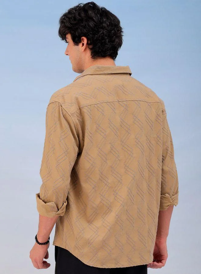 The Indian Garage Co Men Relaxed Fit Solid Full Sleeves Cutaway Collar Resort Wear Shirt